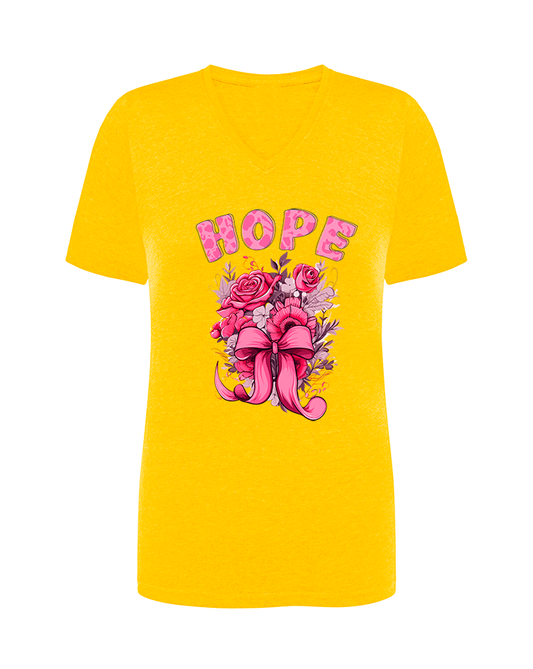 4004TSR Camiseta Mujer Cuello Pico Mustard Heather – Verano 2025 - DF CREACION