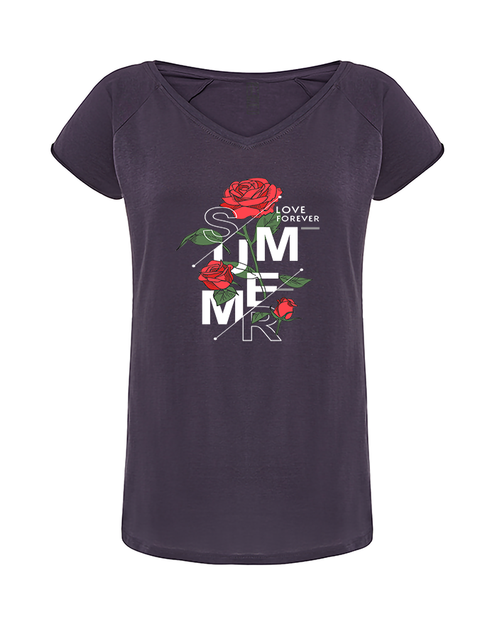 4005S Camiseta Mujer Cuello Pico  Verano 2025 - DF CREACION