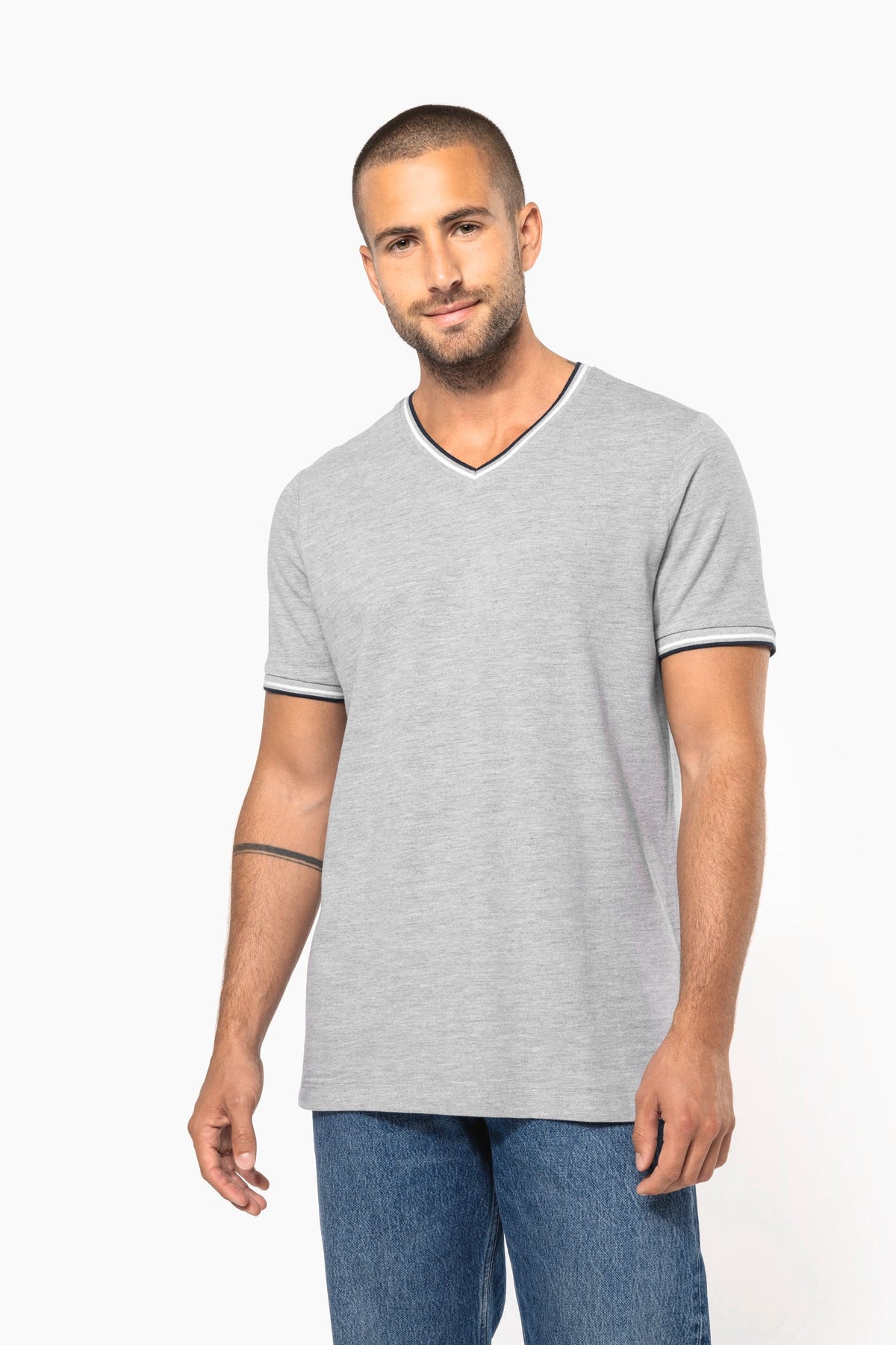 K374 CAMISETA PICO ESTILO PIQUE BICOLOR Y CONFORT PREMIUM - DF CREACION