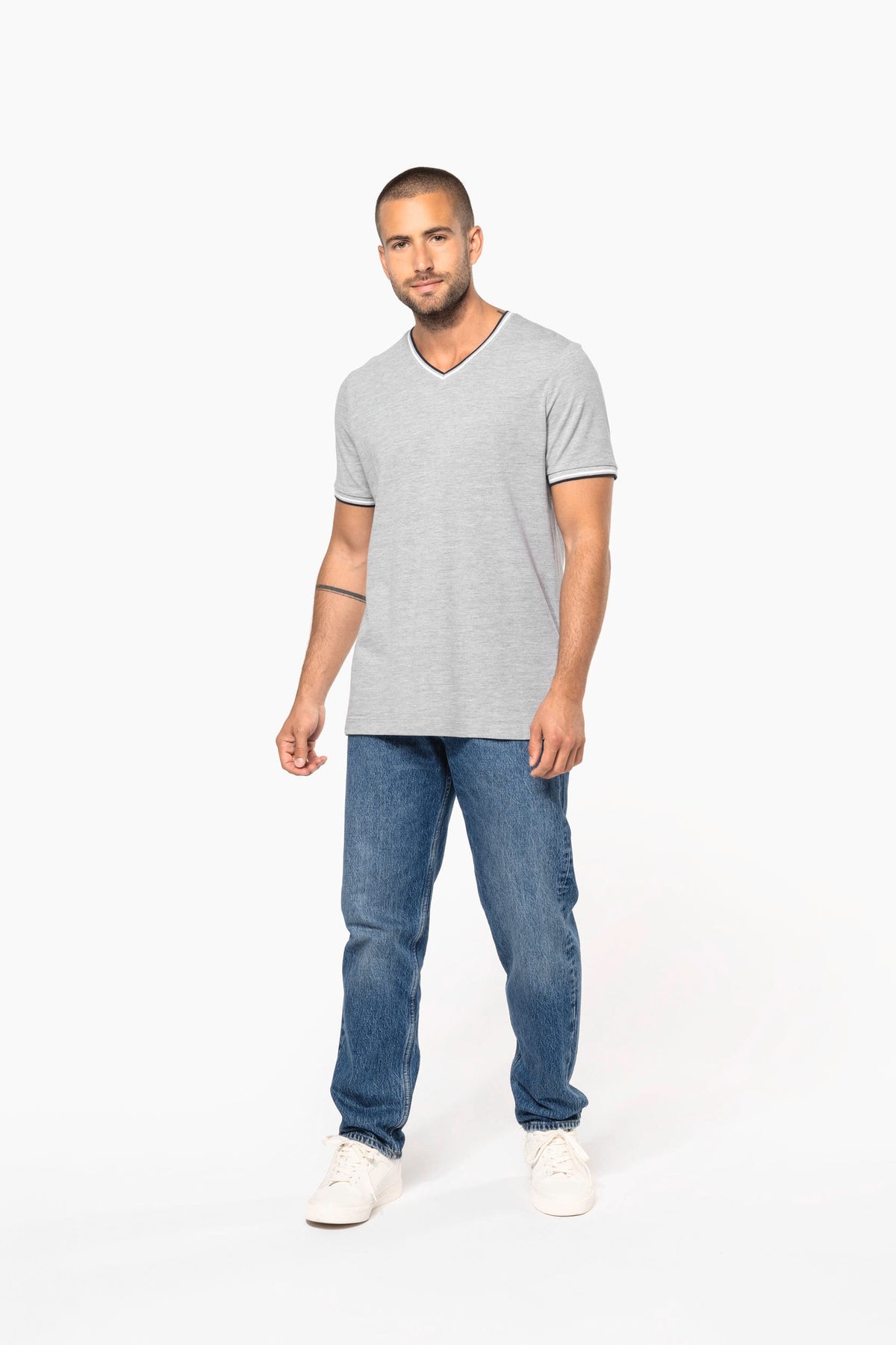 K374 CAMISETA PICO ESTILO PIQUE BICOLOR Y CONFORT PREMIUM - DF CREACION