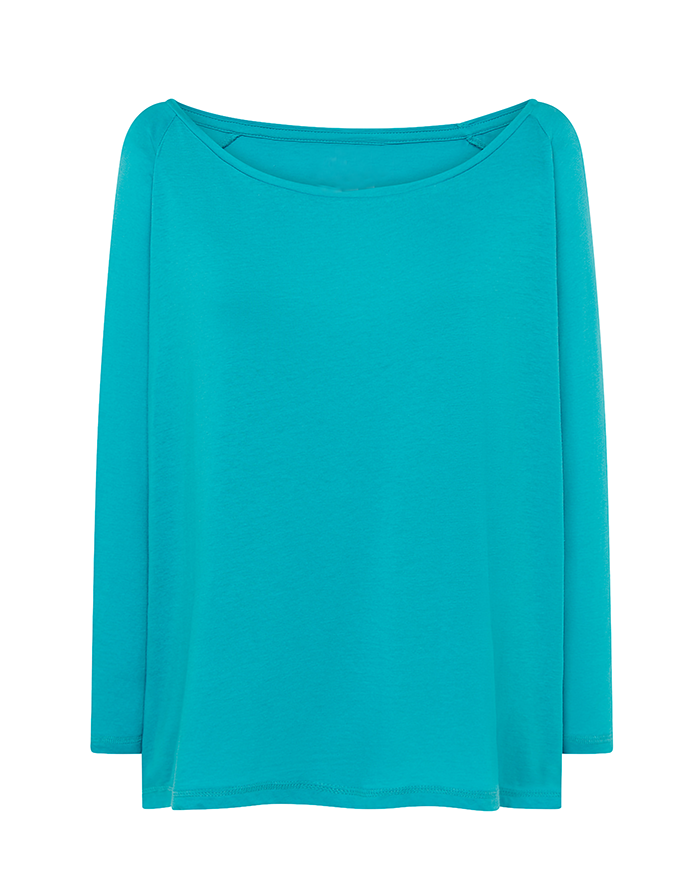 8012 Camiseta Crop Mujer Manga 3/4 – Cuello Amplio y Tejido Suave - DF CREACION