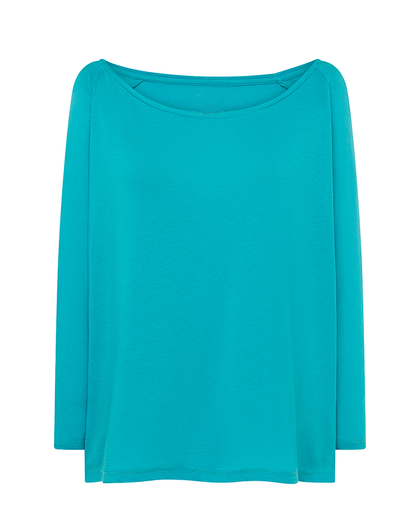 8012 Camiseta Crop Mujer Manga 3/4 – Cuello Amplio y Tejido Suave - DF CREACION